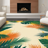 Ultra Soft Area Rug, Non Slip, Stain Resistant, Washable Area Rugs for Living Room, Bedroom, Sophisticated Tropical Print Style(Yellow)
