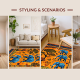 Ultra Soft Area Rug, Non Slip, Stain Resistant, Washable Area Rugs for Living Room, Bedroom, Bright Cheerful Nature Inspired Rug(Orange)