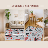 Ultra Soft Area Rug, Non Slip, Stain Resistant, Washable Area Rugs for Living Room, Bedroom, Sleek Minimalist Love Symbol Design(Red)