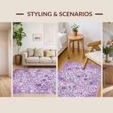 Ultra Soft Area Rug, Non Slip, Stain Resistant, Washable Area Rugs for Living Room, Bedroom, Charming Purple Floral Elegance(Purple)
