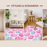 Ultra Soft Area Rug, Non Slip, Stain Resistant, Washable Area Rugs for Living Room, Bedroom, Joyful Easter Celebration Artwork(Pink)