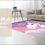 Ultra Soft Area Rug, Non Slip, Stain Resistant, Washable Area Rugs for Living Room, Bedroom, Whimsical Pastel Unicorn Fantasy(Purple)