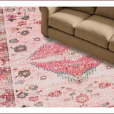 Ultra Soft Area Rug, Non Slip, Stain Resistant, Washable Area Rugs for Living Room, Bedroom, Elegant Vintage Floral Arrangement(Pink)