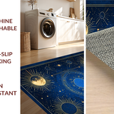 Ultra Soft Area Rug, Non Slip, Stain Resistant, Washable Area Rugs for Living Room, Bedroom, Celestial Inspired Sun Moon Design(Blue)