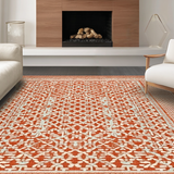Ultra Soft Area Rug, Non Slip, Stain Resistant, Washable Area Rugs for Living Room, Bedroom, Rustic Earthy Braided Style(Orange)