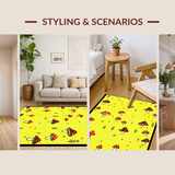 Ultra Soft Area Rug, Non Slip, Stain Resistant, Washable Area Rugs for Living Room, Bedroom, Whimsical Earthy Organic Touch(Yellow)
