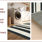 Ultra Soft Area Rug, Non Slip, Stain Resistant, Washable Area Rugs for Living Room, Bedroom, Modern Berber Stripe Farmhouse Living Room Rug(Black)