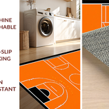 Ultra Soft Area Rug, Non Slip, Stain Resistant, Washable Area Rugs for Living Room, Bedroom, Vibrant Circular Basketball Motif(Orange)