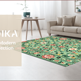 Ultra Soft Area Rug, Non Slip, Stain Resistant, Washable Area Rugs for Living Room, Bedroom, Non-Slip Boho Floral Reading Nook(Green)