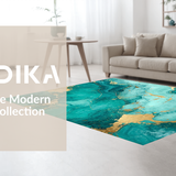 Ultra Soft Area Rug, Non Slip, Stain Resistant, Washable Area Rugs for Living Room, Bedroom, Sophisticated Turquoise Luxe Pattern(Green)