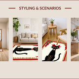 Ultra Soft Area Rug, Non Slip, Stain Resistant, Washable Area Rugs for Living Room, Bedroom, Whimsical Cowboy Cat Artistry(Black)