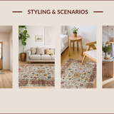 Ultra Soft Area Rug, Non Slip, Stain Resistant, Washable Area Rugs for Living Room, Bedroom, Elegant Earthy Floral Aesthetic(Gray)