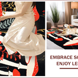 Ultra Soft Area Rug, Non Slip, Stain Resistant, Washable Area Rugs for Living Room, Bedroom, Nature-Inspired Black Aesthetic(Red)