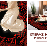 Ultra Soft Area Rug, Non Slip, Stain Resistant, Washable Area Rugs for Living Room, Bedroom, Bold Red and Black Theme(Black)