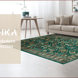 Ultra Soft Area Rug, Non Slip, Stain Resistant, Washable Area Rugs for Living Room, Bedroom, Chic Earthy Geometric Patterns(Green)