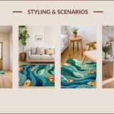 Ultra Soft Area Rug, Non Slip, Stain Resistant, Washable Area Rugs for Living Room, Bedroom, Unique Coastal Theme Kitchen Rug Stain Resistant(Blue)