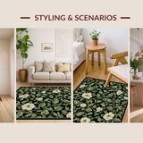 Ultra Soft Area Rug, Non Slip, Stain Resistant, Washable Area Rugs for Living Room, Bedroom, Bold Modern Floral Arrangement(Black)