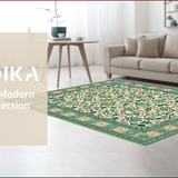 Ultra Soft Area Rug, Non Slip, Stain Resistant, Washable Area Rugs for Living Room, Bedroom, Ornate Olive Meditation Space Washable Rug(Ivory)