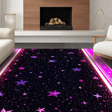 Ultra Soft Area Rug, Non Slip, Stain Resistant, Washable Area Rugs for Living Room, Bedroom, Playful Iridescent Star Motif(Black)