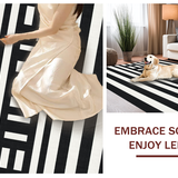 Ultra Soft Area Rug, Non Slip, Stain Resistant, Washable Area Rugs for Living Room, Bedroom, Striped Modern Rug, Black White Design(Black)