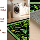 Ultra Soft Area Rug, Non Slip, Stain Resistant, Washable Area Rugs for Living Room, Bedroom, Vivid Green Insect Aesthetic(Black)