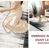 Ultra Soft Area Rug, Non Slip, Stain Resistant, Washable Area Rugs for Living Room, Bedroom, Inkwell Stripe: Casual Cotton Rug, Graphic Black and White Lines(Black)