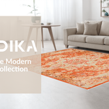 Ultra Soft Area Rug, Non Slip, Stain Resistant, Washable Area Rugs for Living Room, Bedroom, Charming Soft Textured Motif Runner(Orange)