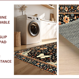 Ultra Soft Area Rug, Non Slip, Stain Resistant, Washable Area Rugs for Living Room, Bedroom, Whimsical Floral Insect Aesthetic(Black)