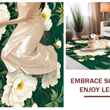 Ultra Soft Area Rug, Non Slip, Stain Resistant, Washable Area Rugs for Living Room, Bedroom, Playful Organic Floral Arrangement(White)
