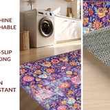 Ultra Soft Area Rug, Non Slip, Stain Resistant, Washable Area Rugs for Living Room, Bedroom, Playful Vintage Trellis Effect(Purple)