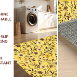 Ultra Soft Area Rug, Non Slip, Stain Resistant, Washable Area Rugs for Living Room, Bedroom, Trendy Minimalist Floral Display(Yellow)