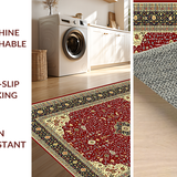 Ultra Soft Area Rug, Non Slip, Stain Resistant, Washable Area Rugs for Living Room, Bedroom, Glamorous Deep Red Trellis Pattern(Red)