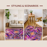 Ultra Soft Area Rug, Non Slip, Stain Resistant, Washable Area Rugs for Living Room, Bedroom, Striking Elegant Linear Texture(Purple)