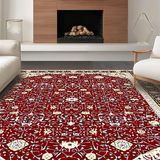 Ultra Soft Area Rug, Non Slip, Stain Resistant, Washable Area Rugs for Living Room, Bedroom, Whimsical Red Ivory Tiled Layout(Red)