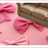 Ultra Soft Area Rug, Non Slip, Stain Resistant, Washable Area Rugs for Living Room, Bedroom, bow shaped coquette bathmat(Pink)