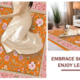 Ultra Soft Area Rug, Non Slip, Stain Resistant, Washable Area Rugs for Living Room, Bedroom, Vibrant Retro Flower Motif(Orange)