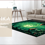 Ultra Soft Area Rug, Non Slip, Stain Resistant, Washable Area Rugs for Living Room, Bedroom, Elegant Black Floral Aesthetic(Green)