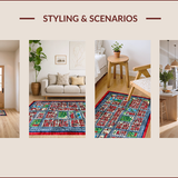Ultra Soft Area Rug, Non Slip, Stain Resistant, Washable Area Rugs for Living Room, Bedroom, Colorful Cityscape Educational Rug(Red)