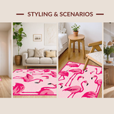 Ultra Soft Area Rug, Non Slip, Stain Resistant, Washable Area Rugs for Living Room, Bedroom, Adorable Youthful Floral Style(Pink)