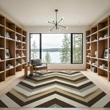 Modern Brown Tan Chevron Zigzag Rug