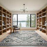 Grey Tribal Geometric Area Rug