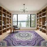 Purple Gray Mandala Geometric Area Rug
