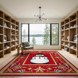 Festive Cartoon Snowman Area Rug