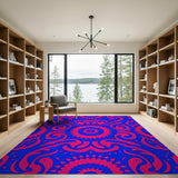 Vibrant Pink Blue Swirling Paisley Area Rug