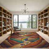Rainbow Paw Trail Abstract Area Rug