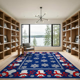 Multi-color and Patterns Festive Snowmen Snowflakes Area Rug