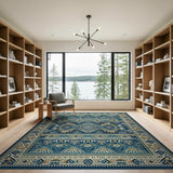 Teal Navy Southwestern Geometric Area Rug