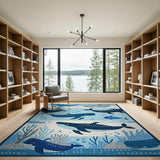 Playful Whale Ocean Kids Area Rug