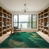 Floral Vintage Emerald Green Gold Palm Leaf Area Rug