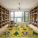 Whimsical Gnome Christmas Yellow Area Rug